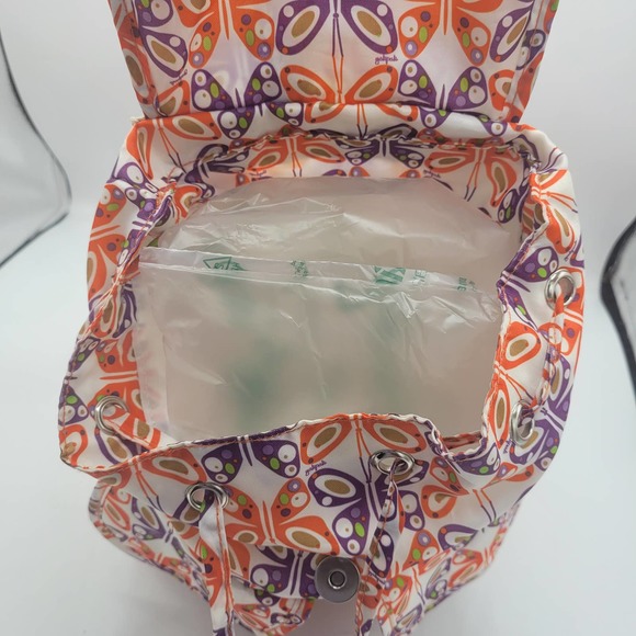 Yak Pak Orange Purple White Butterfly Print Backpack Size 9.5"x8.5" - Picture 5 of 8